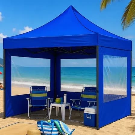 Foto de Tenda Gazebo Sanfonada Azul 3x3 Fecho Lateral Com Bolsa Alça Azul