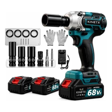 Foto de Chave Impacto Kinetx 880nm Brushless 21v+2 Bat Kit Completo Azul 127/220v