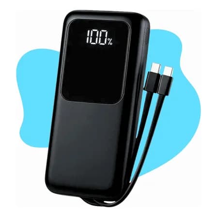 Foto de Carregador Portátil 20000 Turbo 22.5w Power Bank Premium Universal Rápido Voo Transporte Aéreo Para Samsung iPhone Xiaomi Motorola Celular Smartwatch Tablet Casenn Preto