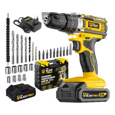 Foto de Parafusadeira E Furadeira Impacto The Black Tools Tb-21pw 3/8 Cor Amarelo Frequência 50/60 Hz