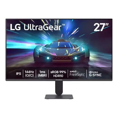 Foto de LG UltraGear Monitor Gamer 27" IPS 144Hz (O/C) 1ms (MBR) Full HD (1920x1080) HDR10 NVIDIA G-SYNC AMD FreeSync, Preto - 27G411A