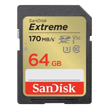 Foto de Cartão Memória Sd Sandisk 64gb Extreme 170mbs C10 V30 Uhd 4k