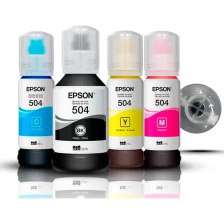 Foto de Kit Tinta Epson T504 L6270 L4150 L4260 L6191 L6171  L6191 Preto - Ciano - Amarelo - Magenta