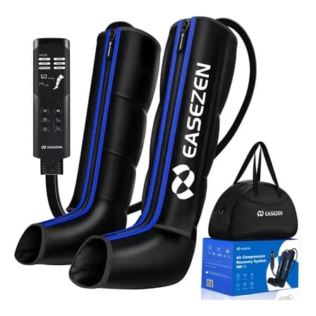 Foto de Bota De Compressao Pneumatica Massageador Pes Easezen 6 Modos Médio Preto/azul Azul/preto