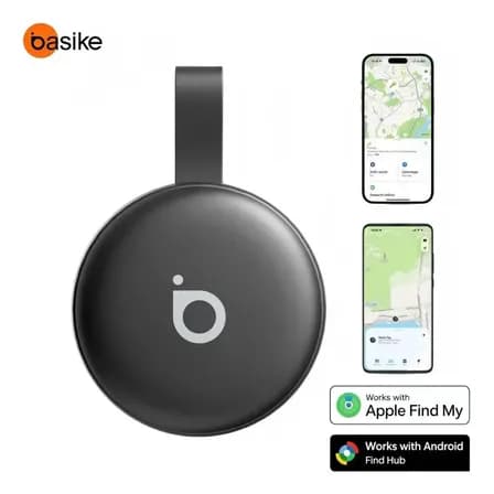 Foto de Basike Mini Localizador Smart Tag Rastreador GPS Compatível iPhone Apple Find My e Android Find Hub Alarme Sonoro 100dB Bateria 12Meses para Pets Chaves Mochilas Carro Moto Mala Bi
