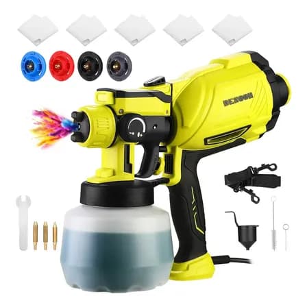 Foto de Pistola De Pintura Elétrica 1600w Motor De Cobre Puro Profissional Pulverizador 1200ml 38000rpm Com 4 Bicos De Cobre 220v Desoon