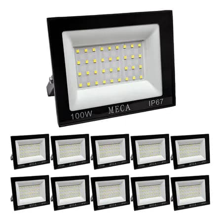 Foto de 10x Refletor Led 100w Smd Prova D Água Ip67 Holofote 6500k 127/220v Preto Branco-frio