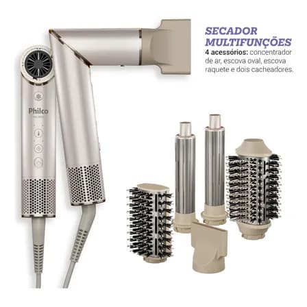Foto de Secador De Cabelos Philco psc3500 4 Em 1 dobrável motor bldc Prateado