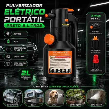 Foto de Pulverizador Elétrico Bahrein para Snow Foam e Lavagem de Carros – 2 L Preto