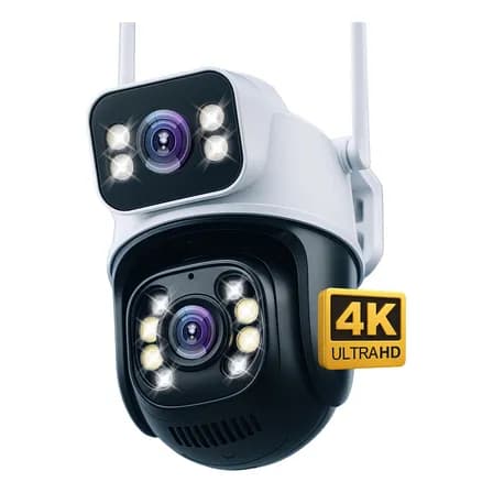 Foto de Câmera Segurança Ip Externa Wifi A28 App Icsee À Prova Dágua Ip66 Dome Lente Dupla Lentes 2 Em 1 Vigilancia Visão Noturna Infravermelho  4k Uhd Nova Geração Lançamento 2026 Nexgen