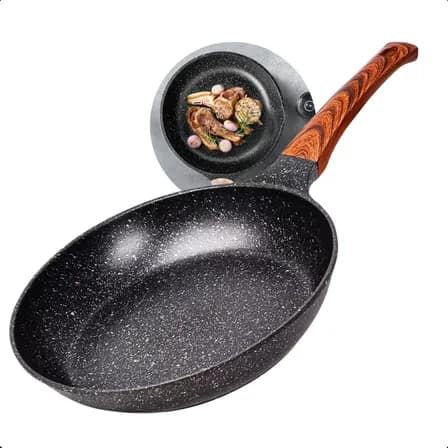 Foto de Frigideira Cerâmica Antiaderente Grande 24cm Para Fogão A Gás Indução Cooktop Panela Frita Sem Óleo Não Gruda Profissional Moderna Mix