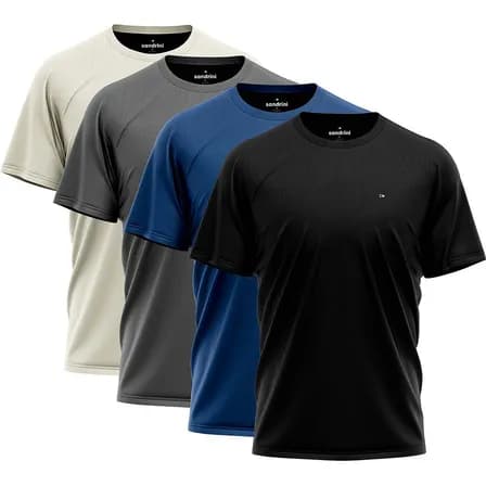 Foto de Kit 4 Camiseta Dry-fit Sandrini Masculina Academia Caminhada