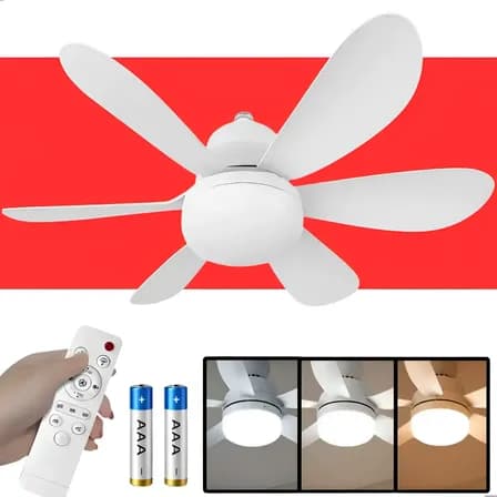 Luminária Ventilador De Teto 40w Potente Com Controle Remoto Branco 40w Plástico 5