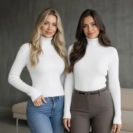 Foto de Kit 2 Blusa Cacharrel Feminina Manga Longa Tricô Trabalho