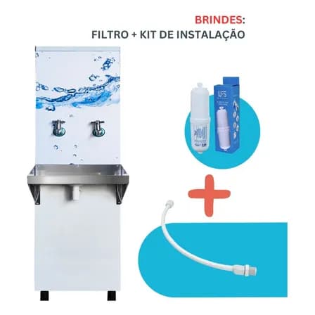 Foto de Bebedouro 25 Litros Inox Adesivado + Filtro + Kit Instalação
