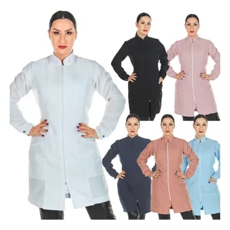 Foto de Jaleco Feminino Manga Longa Zíper Oxford Acinturado