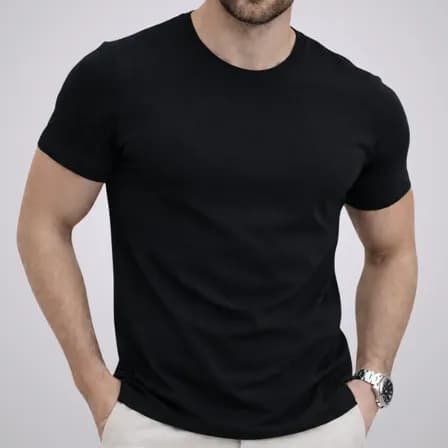 Foto de Camiseta Algodão Egípcio Original C/ Elastano Lisa Masculina