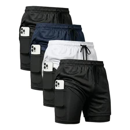 Foto de Kit 4 Shorts 2 Em 1 Duplo Dryfit Masculino Compressão Térmic