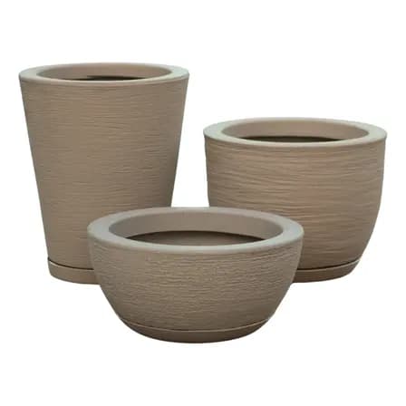 Foto de Kit 3 Vasos Polietileno Para Plantas Decorativo Cone Bacia