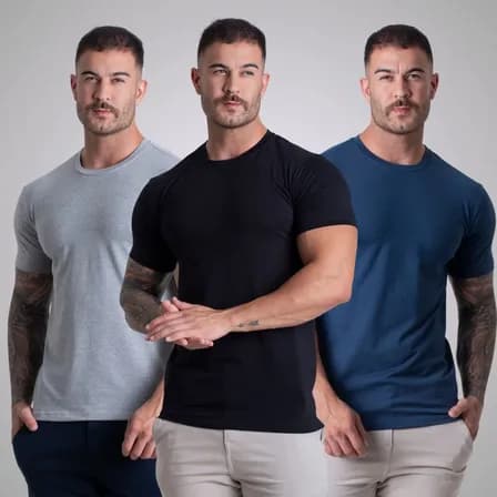 Foto de Kit 3 Camiseta Algodão Egípcio Original C/ Elastano Básica