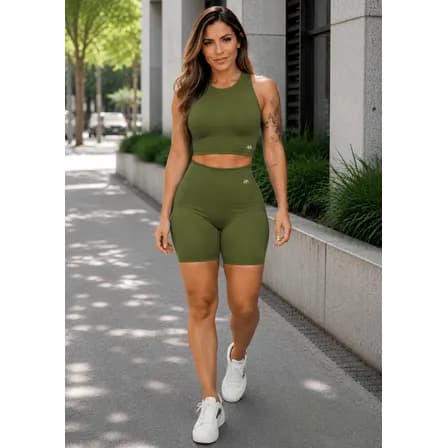 Foto de Conjunto Bermuda Feminino Academia Blackout Zero Transparenc